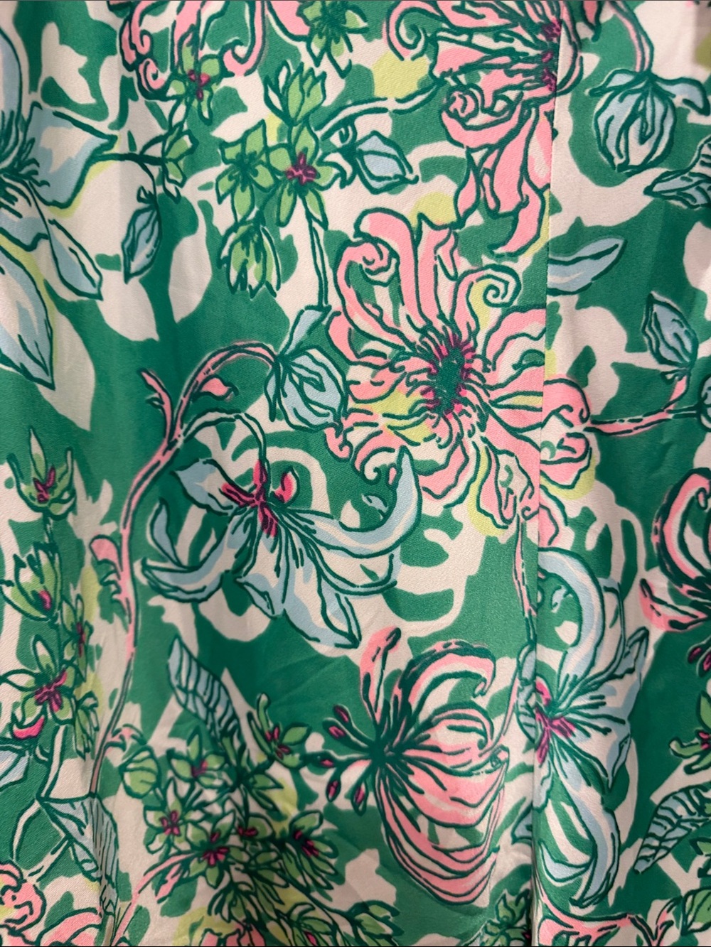 Lilly Pulitzer Green Floral Rennox Midi Skirt with Pink Accents - Picture 2 of 7